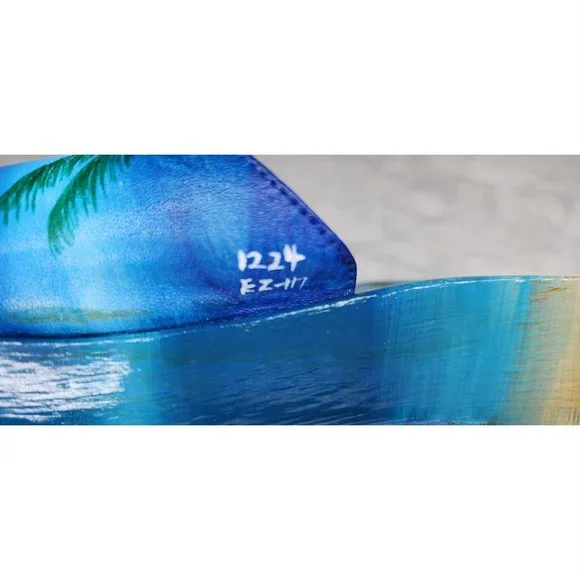 Dollhouse Wooden Wedge Slides Slip-On Sandals Shoes Tropical Leather Size 9 - Picture 5 of 12